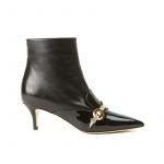Ankle boots in black nappa and patent leather with flash in gold leather