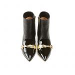 Ankle boots in black nappa and patent leather with flash in gold leather