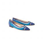 Ballerine in camoscio azzurro e blu fatte a mano in Italia con dettagli in pvc trasparente, modello da donna by Fragiacomo