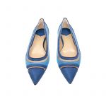 Ballerine in camoscio azzurro e blu fatte a mano in Italia con dettagli in pvc trasparente, modello da donna by Fragiacomo