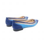 Ballerine in camoscio azzurro e blu fatte a mano in Italia con dettagli in pvc trasparente, modello da donna by Fragiacomo