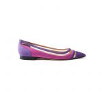 Ballerine in camoscio viola e fucsia fatte a mano in Italia con dettagli in pvc trasparente, modello da donna by Fragiacomo
