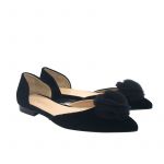 Ballerine in velluto nero fatte a mano in Italia con rouche, modello da donna by Fragiacomo
