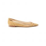 Beige suede ballerinas with pvc details hand made in Italy, women's model by Fragiacomo