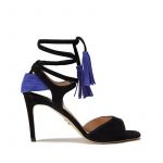 Black and violet suede sandals with ankle laces and high heel 85 mm, SS21 collection by Fragiacomo, side view