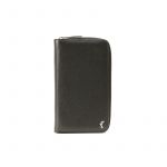 Handmade in Italy black moose leather big wallet with silver accessories, elegant men's by Fragiacomo
