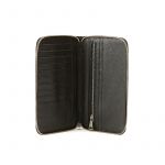 Handmade in Italy black moose leather big wallet with silver accessories, elegant men's by Fragiacomo, internal view