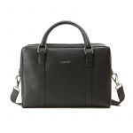 Black moose leather briefcase man  with silver accessories