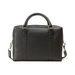 Black moose leather briefcase man  with silver accessories
