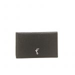 Black moose leather business card holder with silver accessories