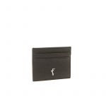 Black moose leather card holder  with silver accessories