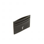 Black moose leather card holder with silver accessories