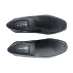 Black deer leather tubular loafers, hand made in Italy, elegant men's by Fragiacomo