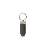 Black moose leather keychain man with silver accessories