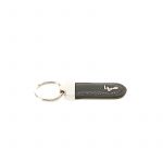 Black moose leather keychain man with silver accessories