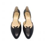 Black leather low heel pumps hand made in Italy, women's model by Fragiacomo