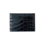 Handmade in Italy black crocodile embossed leather card holder with gold accessories, elegant men's by Fragiacomo