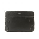 Handmade in Italy black moose leather 13 inches laptop case with silver zipper, elegant men's by Fragiacomo