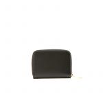 Small black nappa leather woman's wallet  with gold accessories