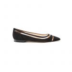 Black suede ballerinas with pvc details hand made in Italy, women's model by Fragiacomo