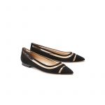 Black suede ballerinas with pvc details hand made in Italy, women's model by Fragiacomo