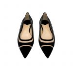 Black suede ballerinas with pvc details hand made in Italy, women's model by Fragiacomo