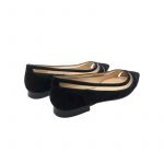 Black suede ballerinas with pvc details hand made in Italy, women's model by Fragiacomo