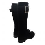 Black suede boots with crystal buckle hand made in Italy, women's model by Fragiacomo