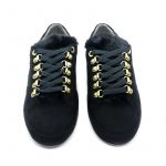 Black suede sneakers with black fur tongue hand made in Italy, women's model by Fragiacomo