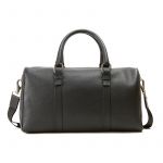 Black moose leather travel bag man  with silver accessories