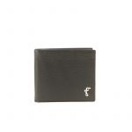 Black moose leather wallet man with silver accessories