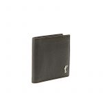 Black moose leather wallet man  with silver accessories