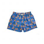 Blue men’s swim shorts in light fabric with tiger pattern made in Italy by Fragiacomo