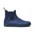 Blue suede Chelsea ankle boots hand made in Italy, men's model by Fragiacomo