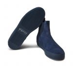 Blue suede Chelsea ankle boots hand made in Italy, men's model by Fragiacomo, bottom view