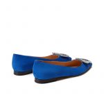 Blue suede ballerinas with crystal buckle hand made in Italy, women's model by Fragiacomo