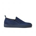 Blue suede slip-ons hand made in Italy, mens' model by Fragiacomo
