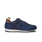 Blue suede sneakers hand made in Italy, men's model by Fragiacomo