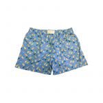 Bright blue men’s swim shorts in light fabric with pool pattern made in Italy by Fragiacomo