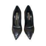 brown suede and patent leather pumps, hand made in Italy, elegant woman's by Fragiacomo