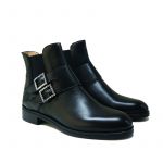 Calf leather ankle boots with double crystal buckle by Fragiacomo