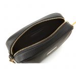 Camera bag in black moose leather with gold accessories woman