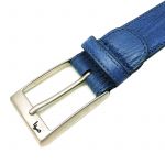 Elegante Cintura da uomo blu in vera pelle di squalo, realizzata a mano in Italia by Fragiacomo
