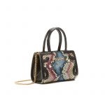 Micro Icon bag in coloured python leather with with black print woman