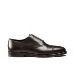 Dark brown calfskin Oxford shoes with laces, hand made in Italy, elegant men's by Fragiacomo