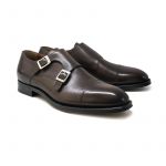 Dark brown calfskin handmade monk-strap shoes, men's model by Fragiacomo