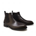 Dark brown leather Chelsea ankle boots hand made in Italy, men's model by Fragiacomo
