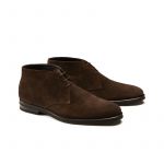Dark brown suede ankle boots hand made in Italy, men's model by Fragiacomo, side view
