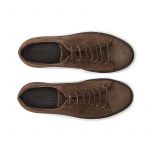 Dark brown suede low-top sneakers hand made in Italy, mens' model by Fragiacomo, over view