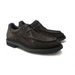Dark brown suede paraboot shoes hand made in Italy, men's model by Fragiacomo